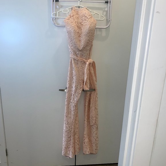 TBDress Halter Sashes Lace Bridesmaid Jumpsuit - Picture 1 of 16